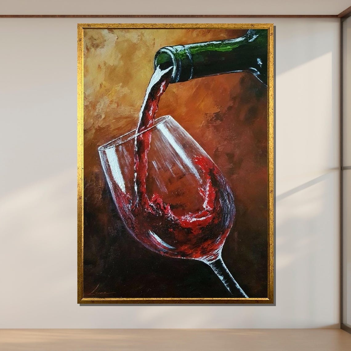 Pouring Red Wine Splashing Wine Glass Painterly Kitchen Bar Poster - Image 2