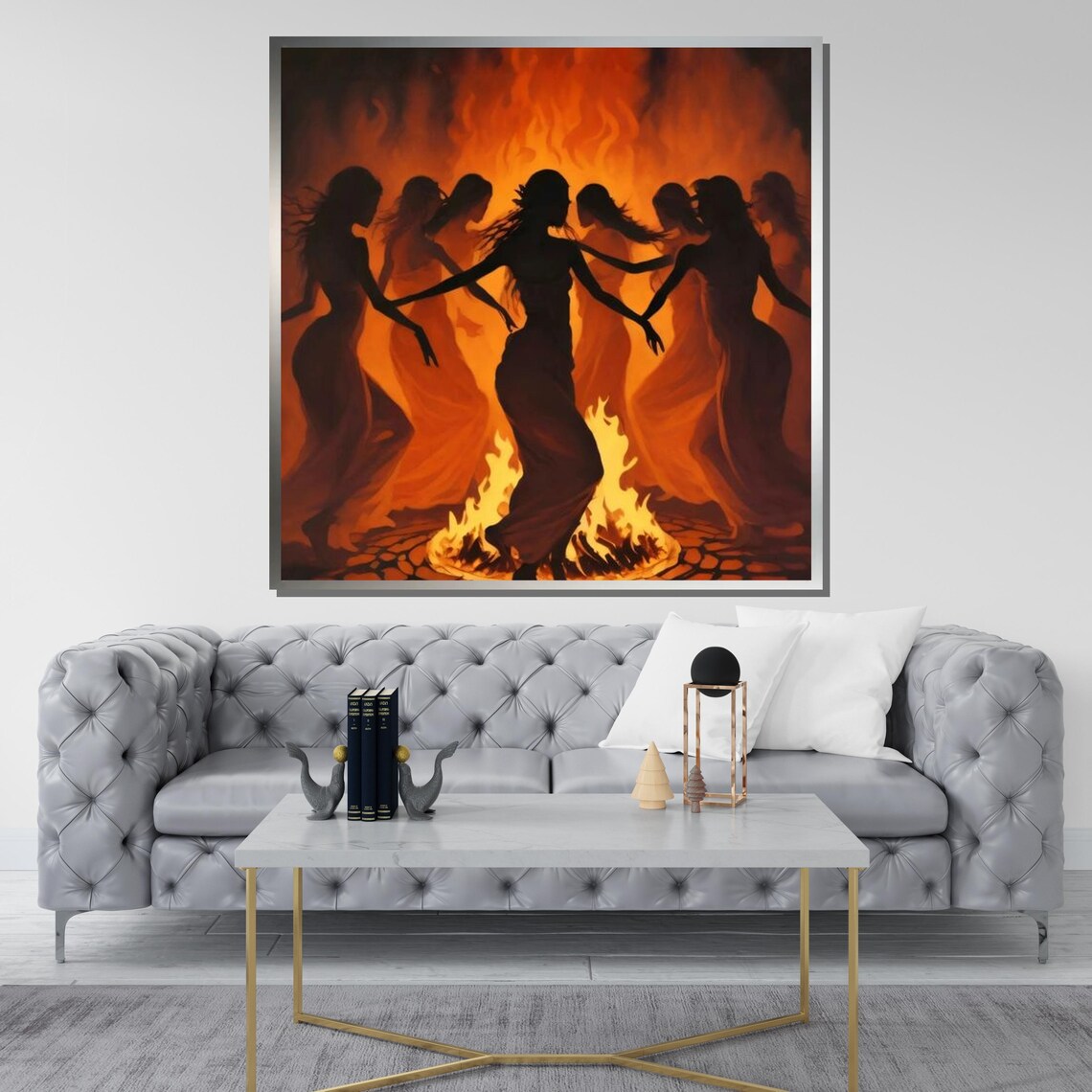 Fire Dance Ritual Mystic Women Wall Art Tribal Dance Decor Enigmatic Flame Design Ready To Hang - Image 3
