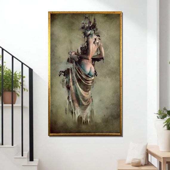Dissolving Woman Surreal Fragmented Figure Draped Gothic Fantasy Art Poster