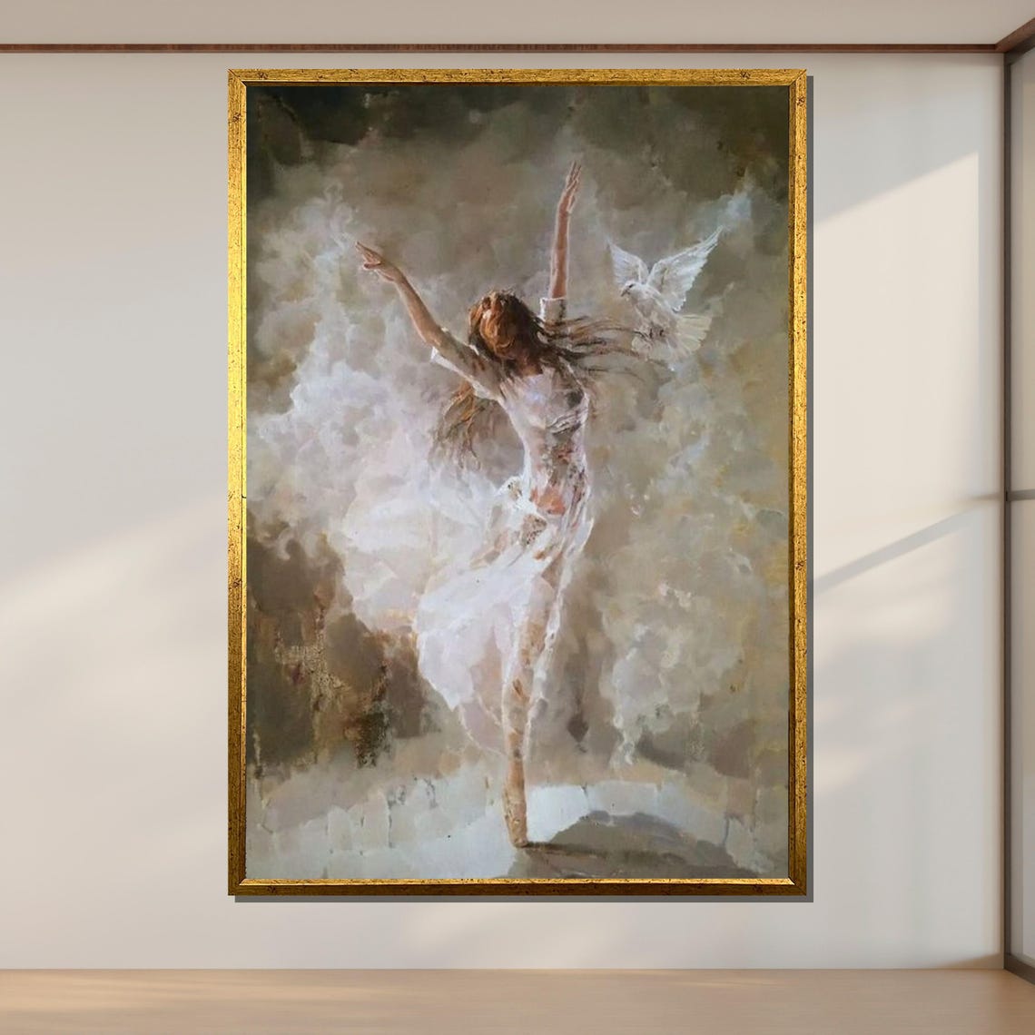 Graceful Dancer Ballet Art Print Elegant Dance Painting Ballerina Wall Art Ready To Hang