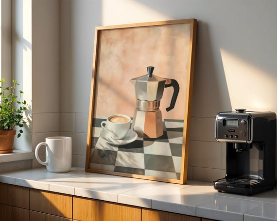 Dark Cafe Aesthetic Coffee Art Print Matte Black Cup Latte Photo Poster Cozy Morning Brew Kitchen Decor Barista Gift Moody Wall