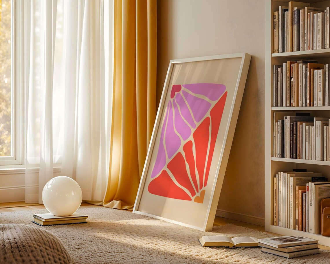 Abstract Heart Ray Poster, Modern Organic Shapes