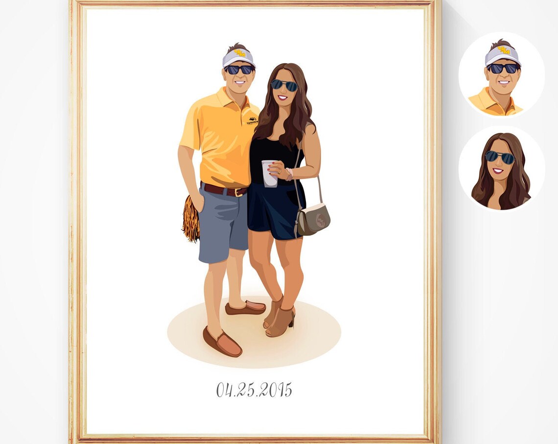 Smiling Couple Portrait With Photo Insets Dated 04.25.2015 Poster