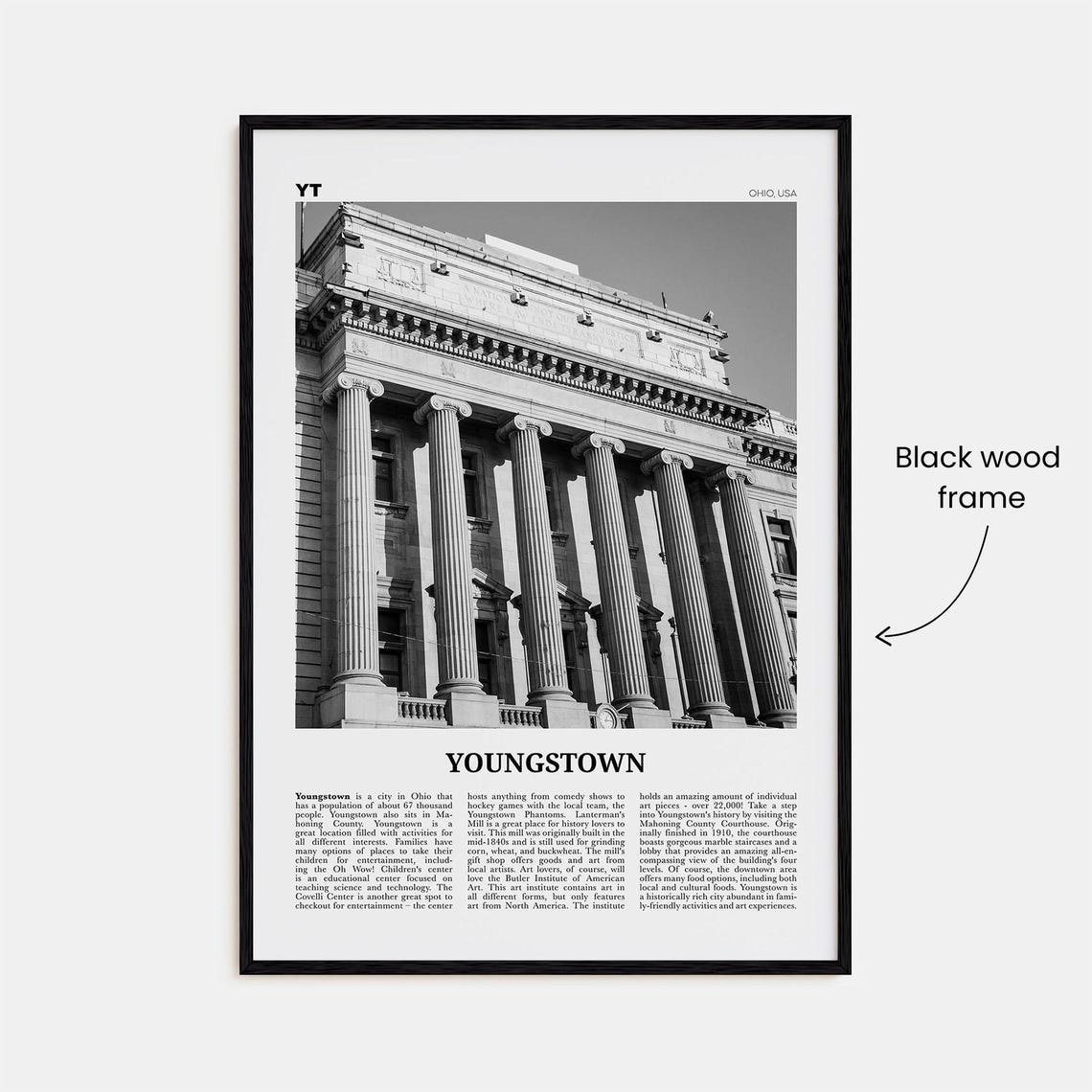 Youngstown Black and White Travel Poster - Image 3