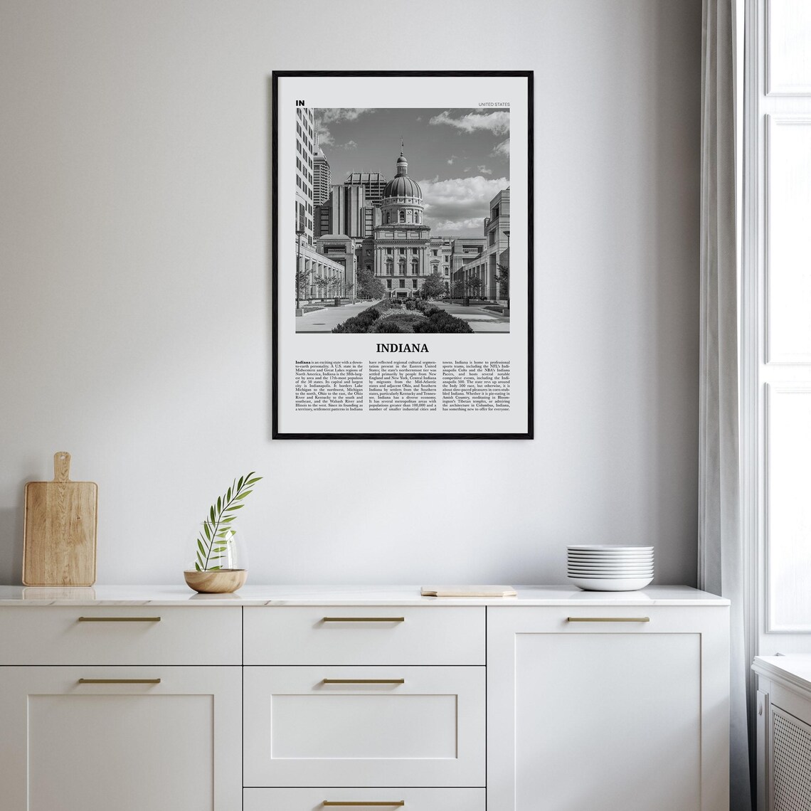 Indiana Black And White No. 2 Travel Poster Print - Image 2