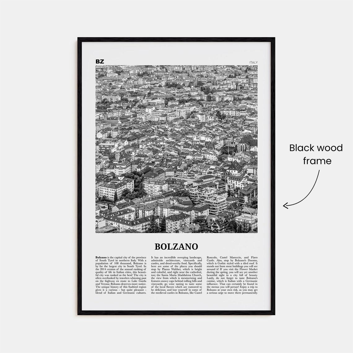 Bolzano Print Black And White Bolzano Wall Art Bolzano Poster Bolzano Photo Bolzano Wall Dcor Travel Print Italy Italia Europe - Image 3