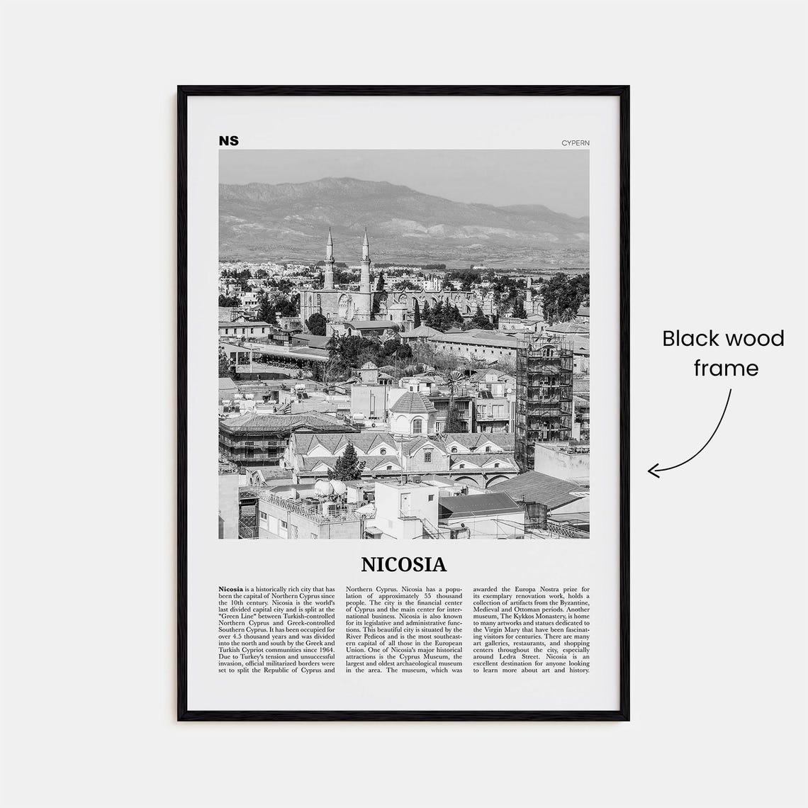 Nicosia Print Black And White Nicosia Wall Art Nicosia Poster Nicosia Photo Nicosia Wall Dcor Cyprus Kbrs Cumhuriyeti - Image 3