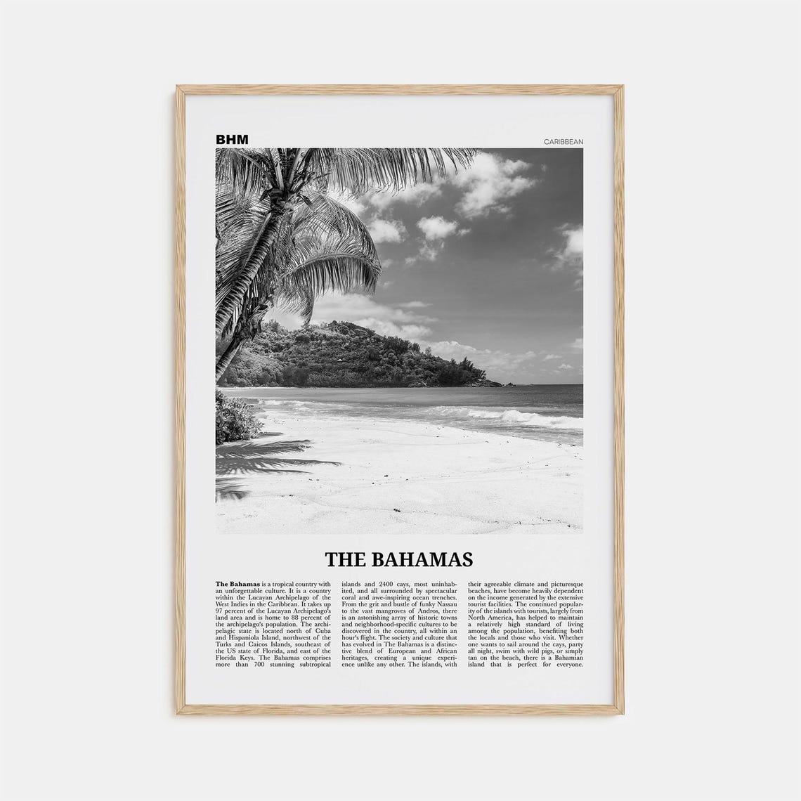 Bahamas Black and White Travel Poster, Nassau