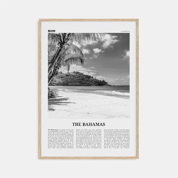 Bahamas Black and White Travel Poster, Nassau