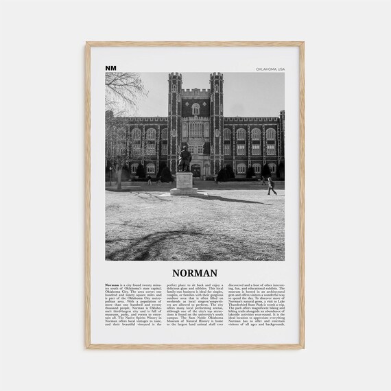 Norman, Oklahoma Black and White Travel Poster Print
