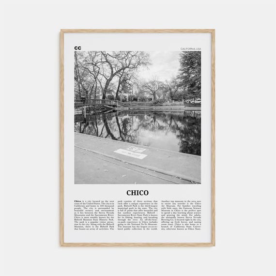 Chico Black And White Travel Poster, California