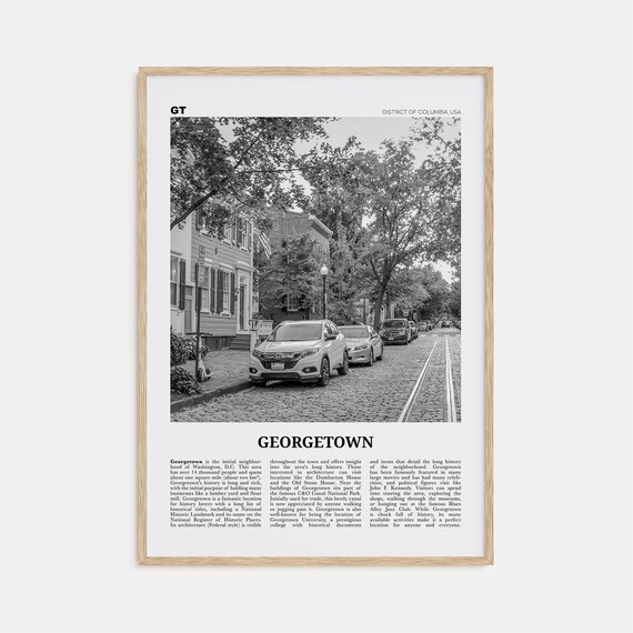 Georgetown Black and White Washington DC Travel Poster