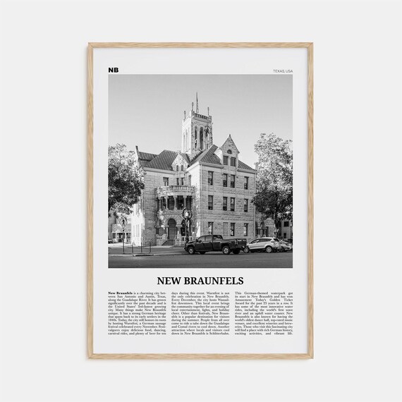 New Braunfels Black and White Map Art Print