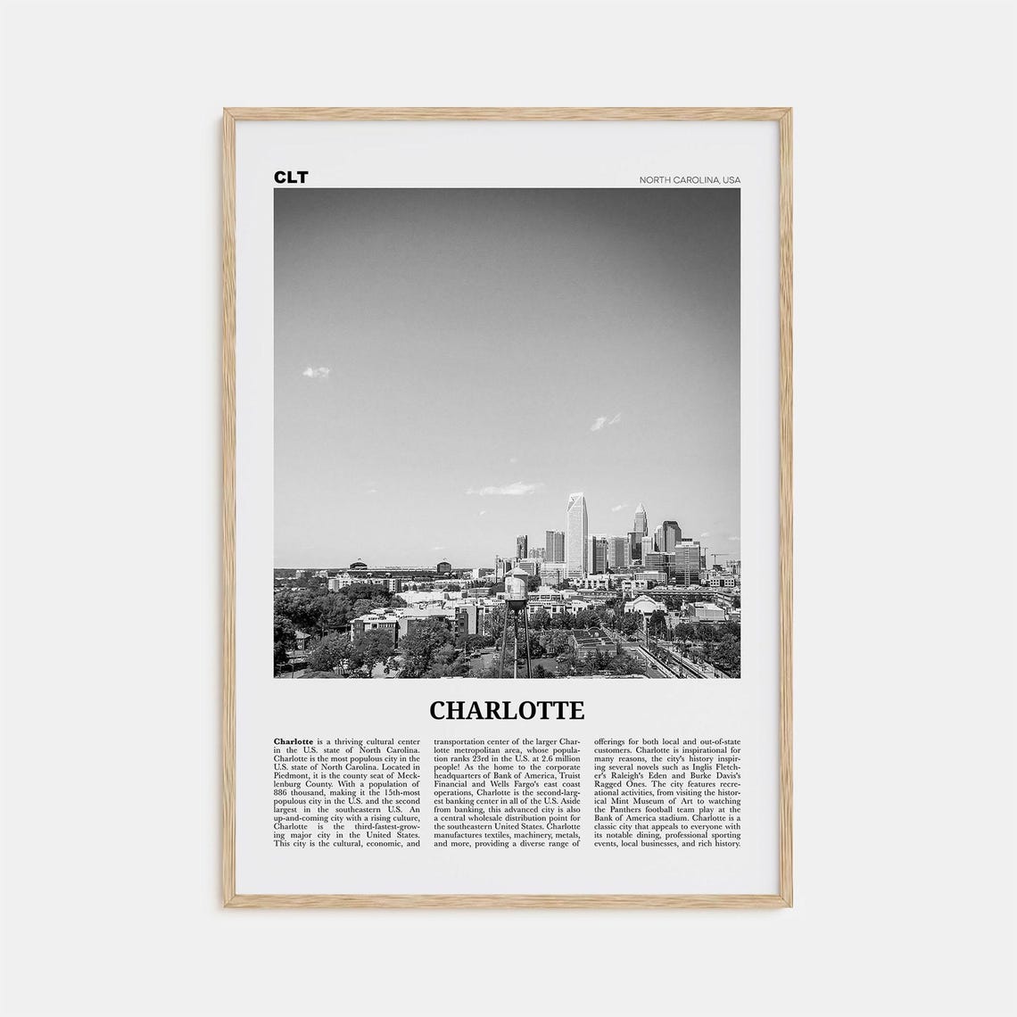 Charlotte Black And White No. 2 Travel Poster
