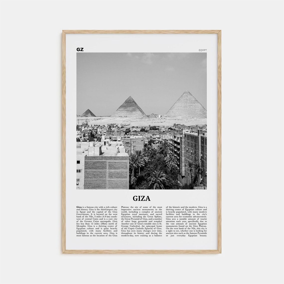 Giza Print Black And White Giza Wall Art Giza Poster Giza Photo Giza Wall Decor City Art Print Egypt Poster Print Giza Arab