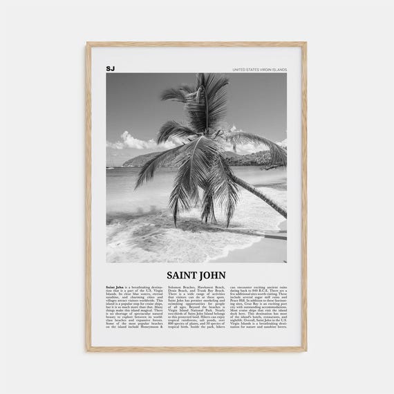 Saint John Black and White Travel Poster, USVI