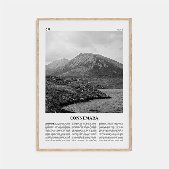 Connemara Map Print, Black and White Travel Poster