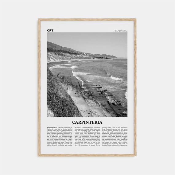 Carpinteria Black and White Travel Poster, California