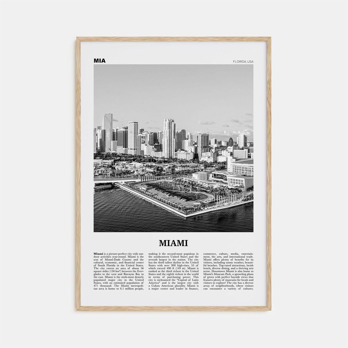 Miami Black And White No. 3 Travel Poster
