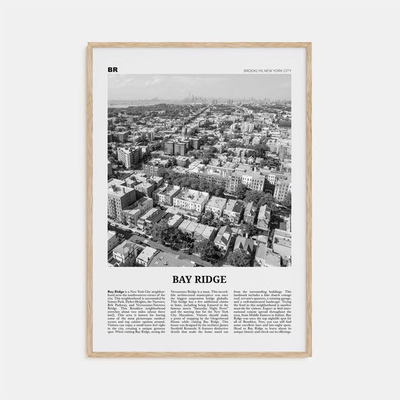 Bay Ridge Black and White Travel Poster, New York USA