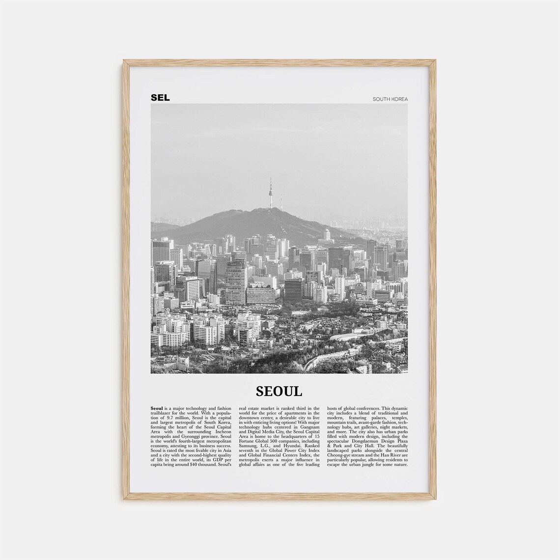 Seoul Black and White No. 2 Art Print, South Korea