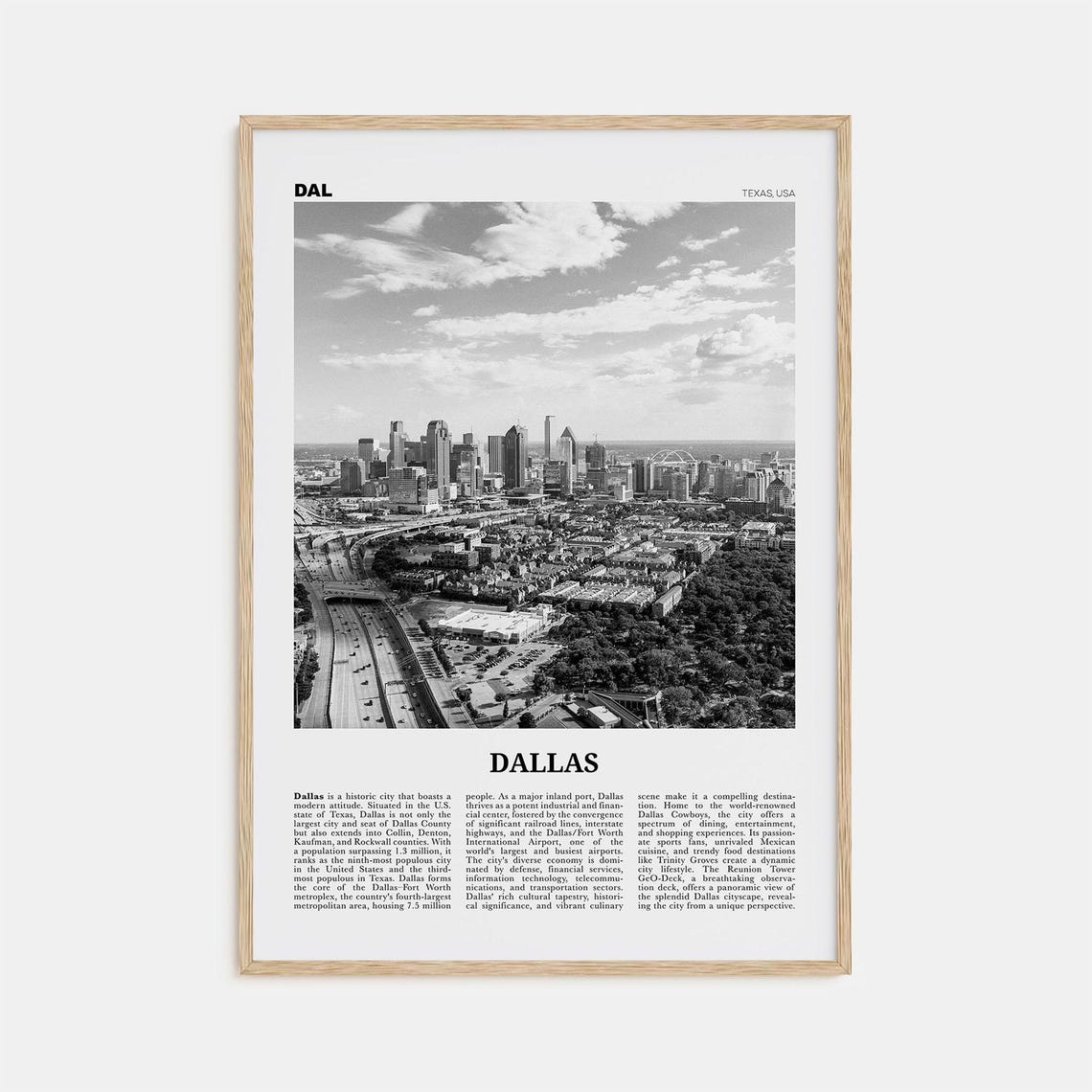 Dallas Print Black And White No 3 Dallas Wall Art Dallas Poster Dallas Photo Dallas Wall Decor Texas Usa United States