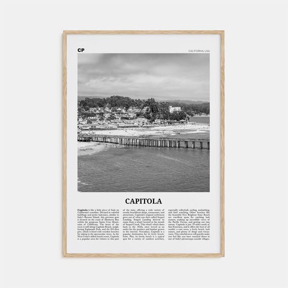 Capitola Black and White Travel Poster, California