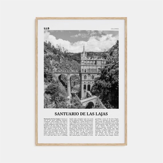 Santuario De Las Lajas Canyon Basilica Black And White Colombia Poster