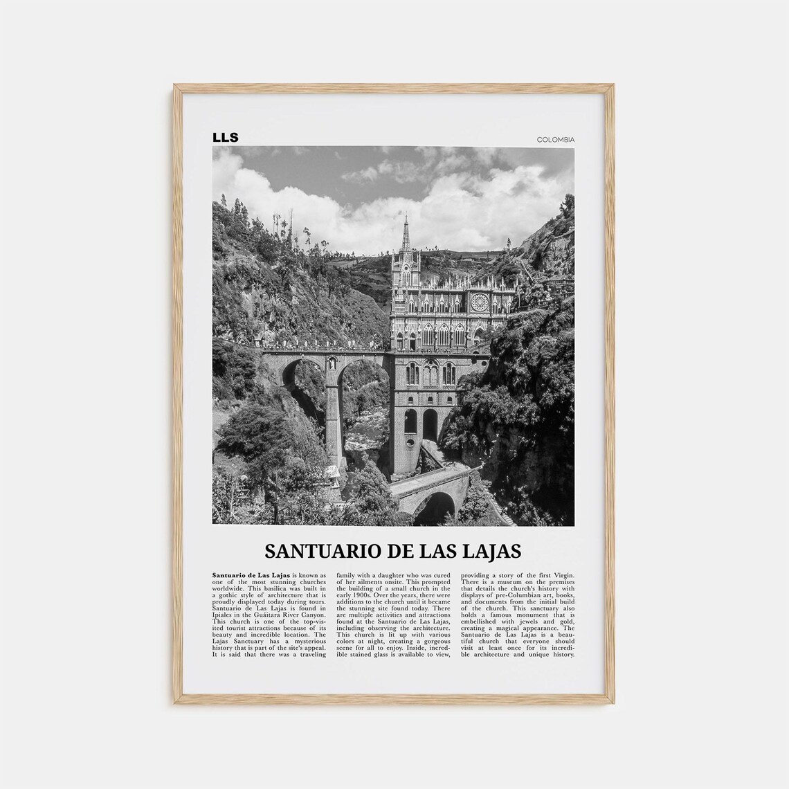 Santuario De Las Lajas Canyon Basilica Black And White Colombia Poster