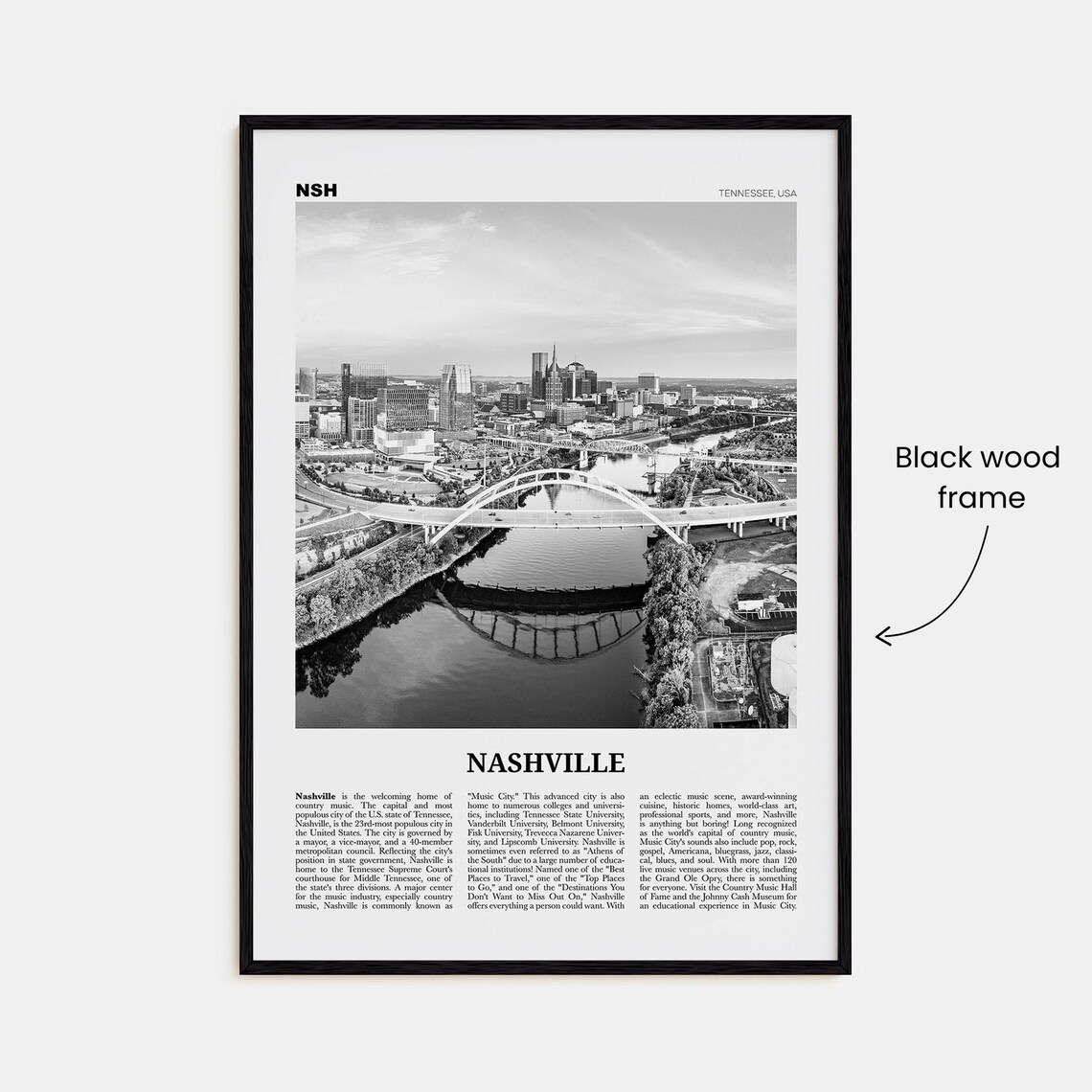 Nashville Black and White No. 1 Travel Poster - Image 3