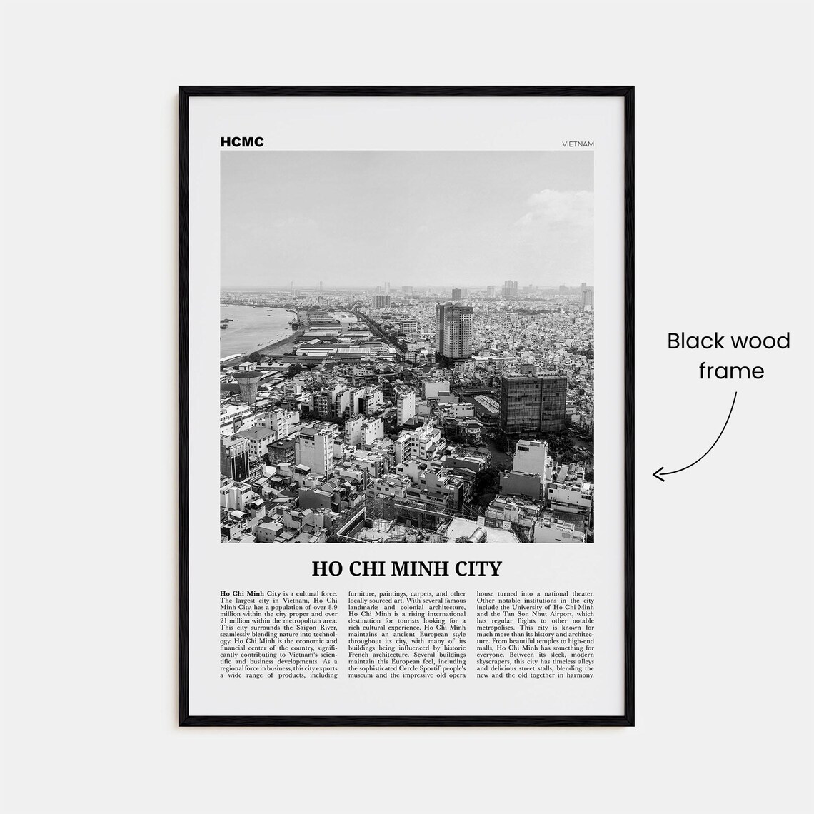 Ho Chi Minh City Black and White Travel Poster - Image 3