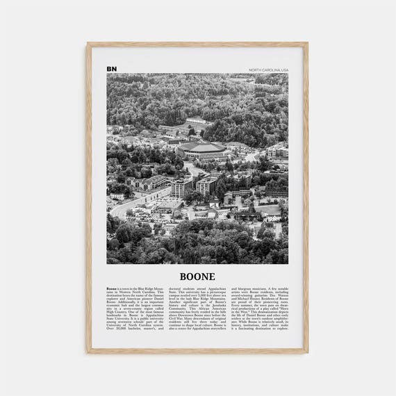 Boone, North Carolina Travel Poster, Black and White
