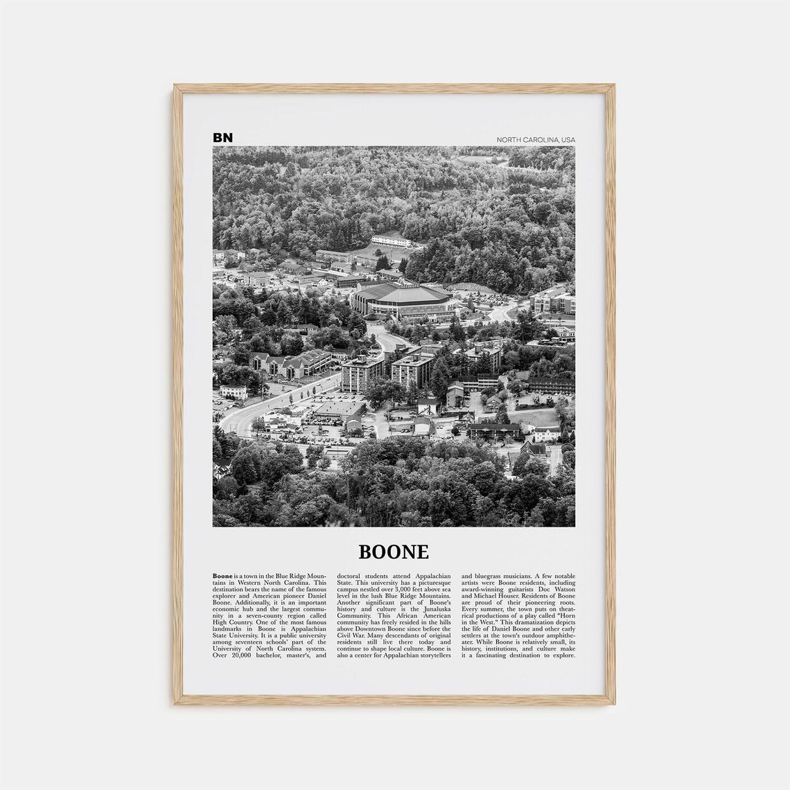 Boone, North Carolina Travel Poster, Black and White