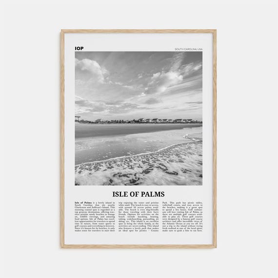 Isle Of Palms Black and White Travel Poster, South Carolina