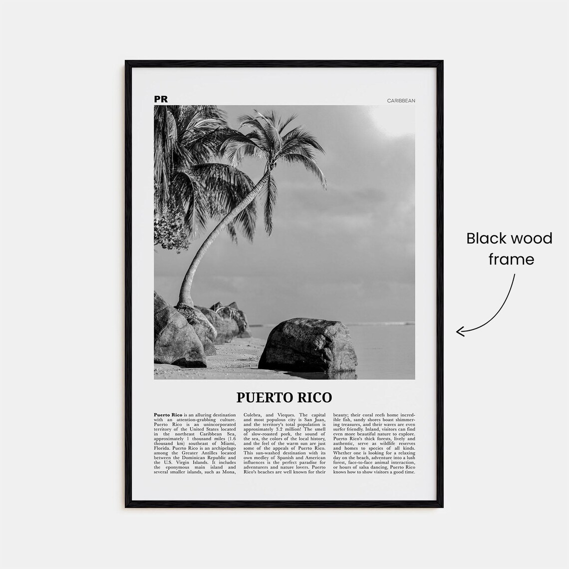 Puerto Rico Black and White Travel Poster, San Juan - Image 3