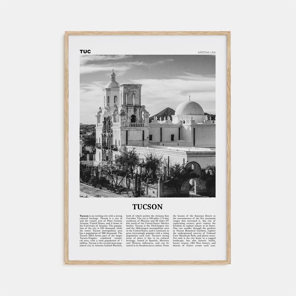 Tucson Print Black And White No 2 Tucson Wall Art Tucson Poster Tucson Photo Tucson Wall Decor Arizona Usa United States America