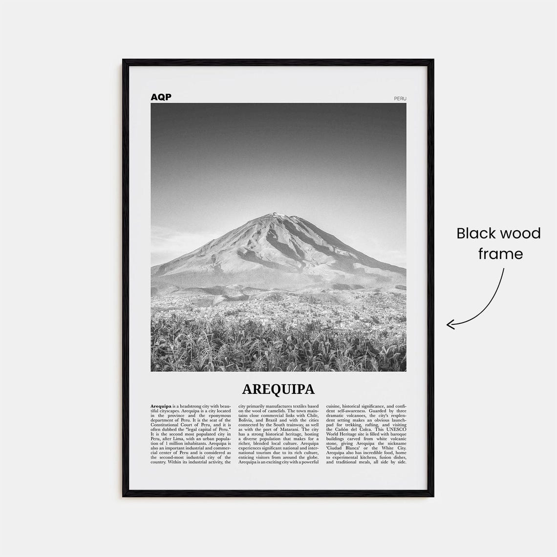 Arequipa Black and White Travel Poster, Peru, South America - Image 3