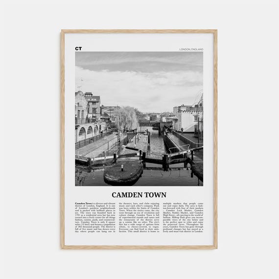 Camden Town Black and White Travel Poster, UK