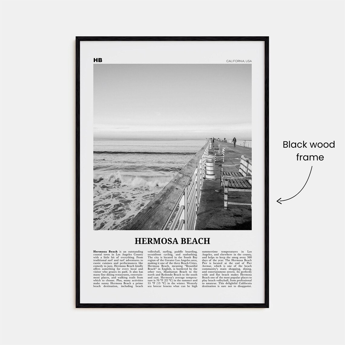 Hermosa Beach Black and White Travel Poster No. 2 - Image 3