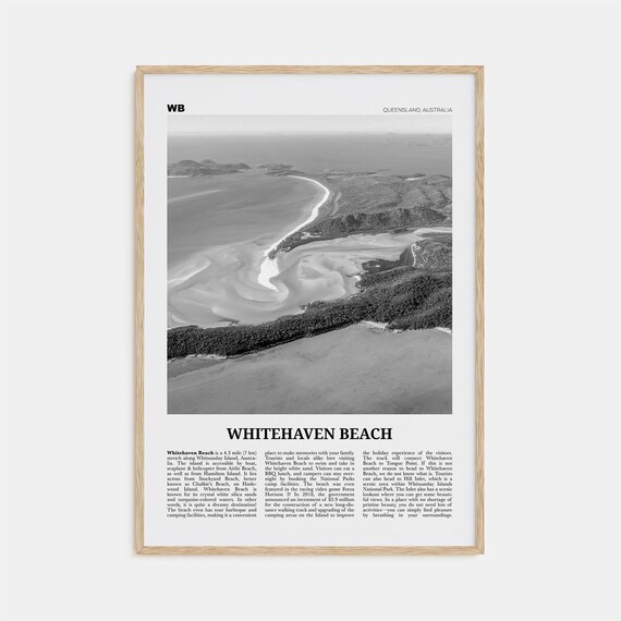 Whitehaven Beach, Black and White Travel Poster