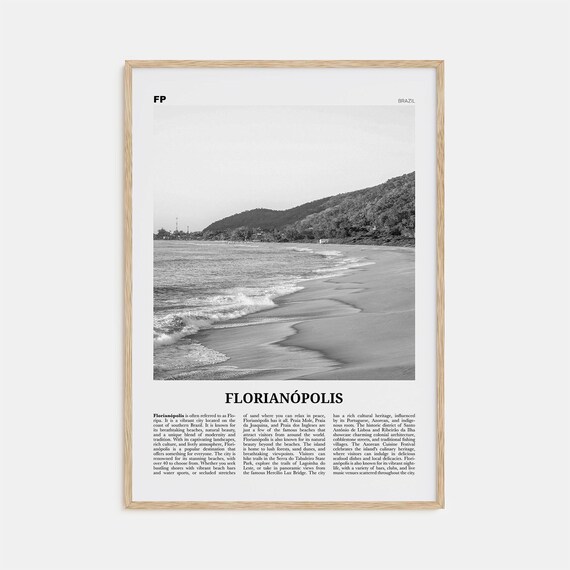 Florianopolis Beach Ocean Waves Black And White Brazil Poster