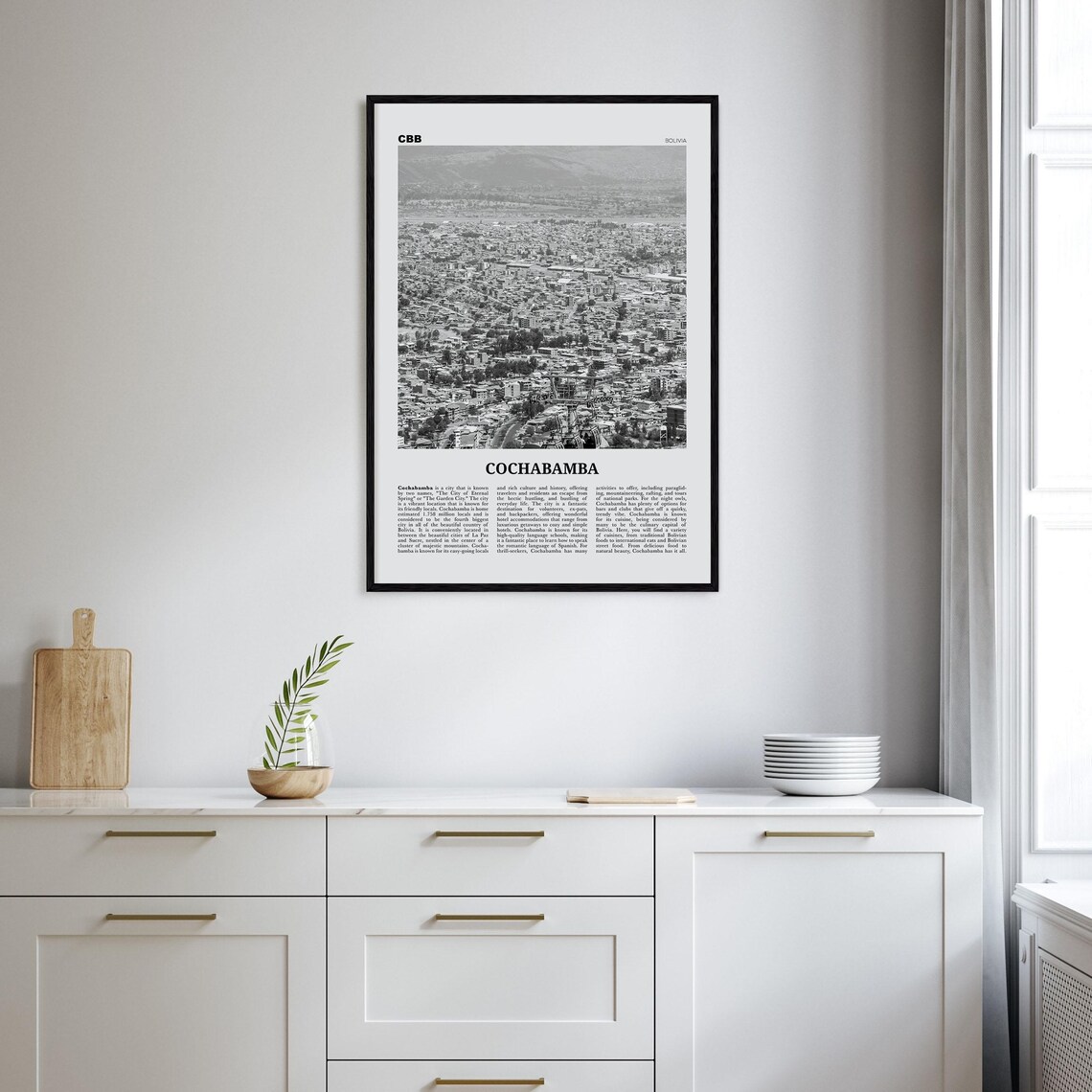Cochabamba Black and White Art Print, Bolivia - Image 2