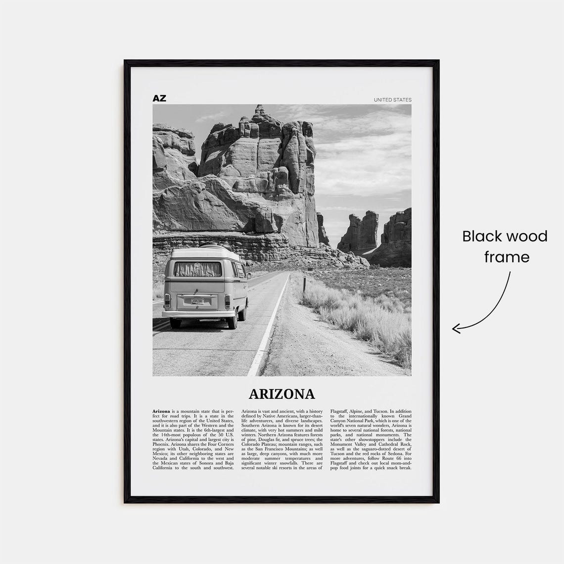 Arizona Black and White No. 2 Travel Poster - Image 3