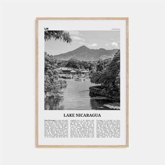 Lake Nicaragua Print Black And White Lake Nicaragua Wall Art Lake Nicaragua Poster Lake Nicaragua Photo Lake Nicaragua Wall Dcor