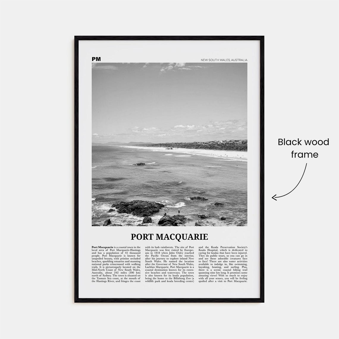 Port Macquarie Print Black And White Port Macquarie Wall Art Port Macquarie Poster Port Macquarie Photo New South Wales Australia - Image 3