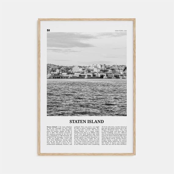 Staten Island Black And White New York Travel Poster