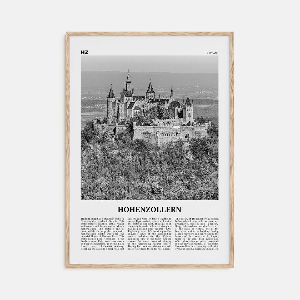 Hohenzollern Print Black And White Hohenzollern Wall Art Hohenzollern Poster Hohenzollern Photo Hohenzollern Dcor Hohenzollern Map Germany