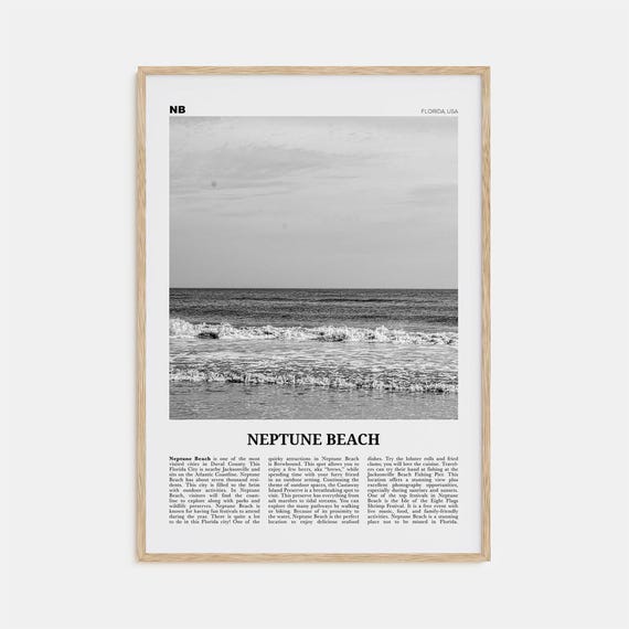 Neptune Beach, Florida Travel Poster, Black and White