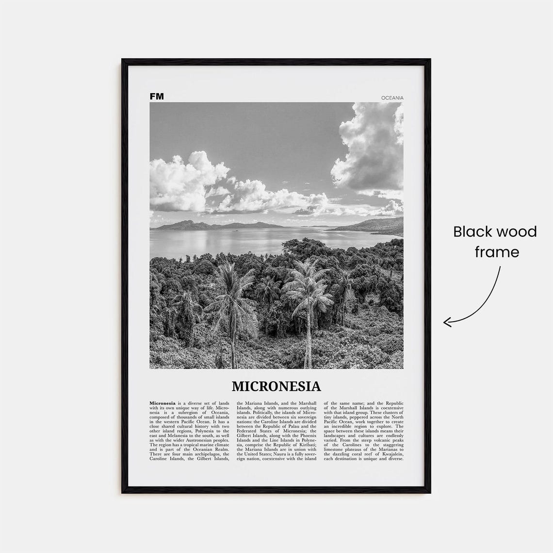 Micronesia Black and White Travel Poster, Chuuk - Image 3