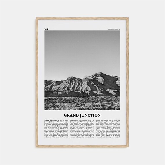 Grand Junction Black and White Map Poster, Colorado